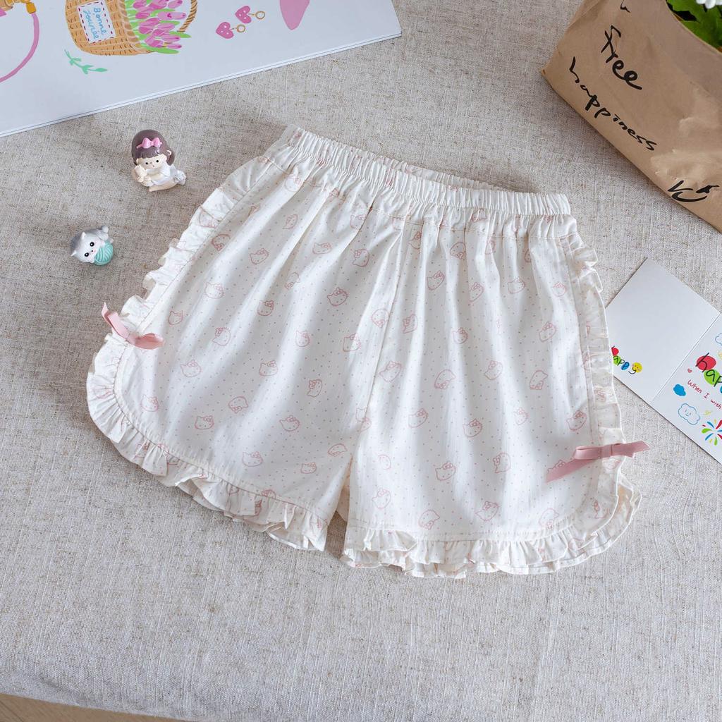Girls Summer Sweet Lace Vest And Printed Shorts Two Piece Set Baby Clothing