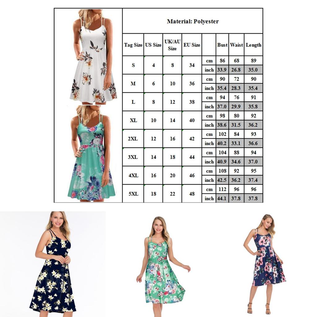 Elegant Women's Summer Sleeveless Floral Beach Dress Perfect For Holiday Occasions Size S-5xl