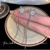 Elegante silberfarbene Strass-Schneeflocke mit langen Quasten-Ohrsteckern für Frauen, neue Mode, Temperament, Damen, Alltagsschmuck