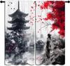 Japanska Geisha Pojkar Flickor Mörkläggningsgardiner, Kyoto Kimono Flickor Asiatisk Folkkultur Konst Mode Stil, 2 Paneler Stångficka Termisk