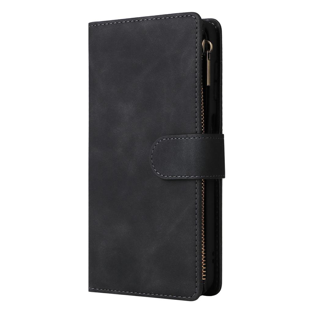 For Samsung Galaxy A37 5G Case Zipper Wallet Multiple Card Slots Leather Phone Cover with Wrist Strap