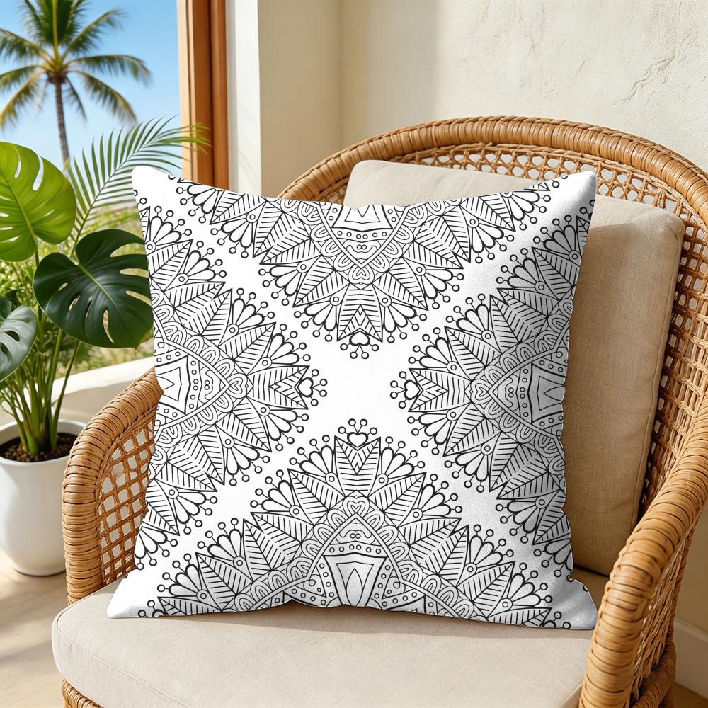 Gray Blend Pattern Pillow Case Double-Sided Plush Sofa Cushion Covers Organic Breathable Invisible Zipper