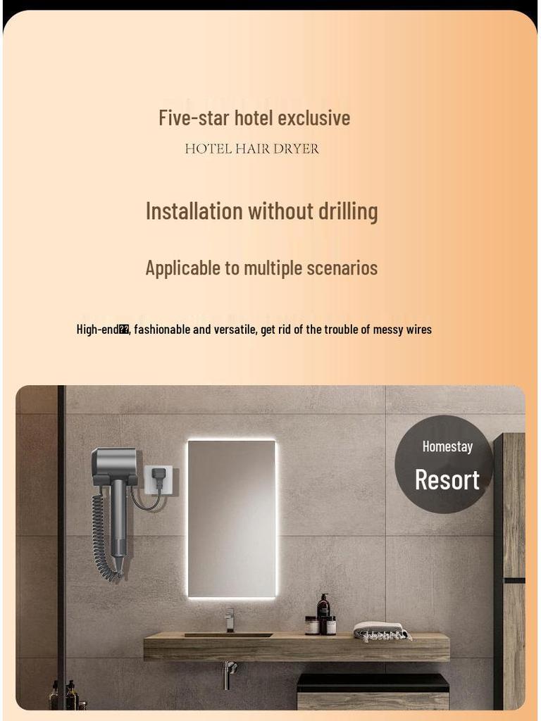 High-Speed Wall-Mounted Hair Dryer for Homes and Hotels