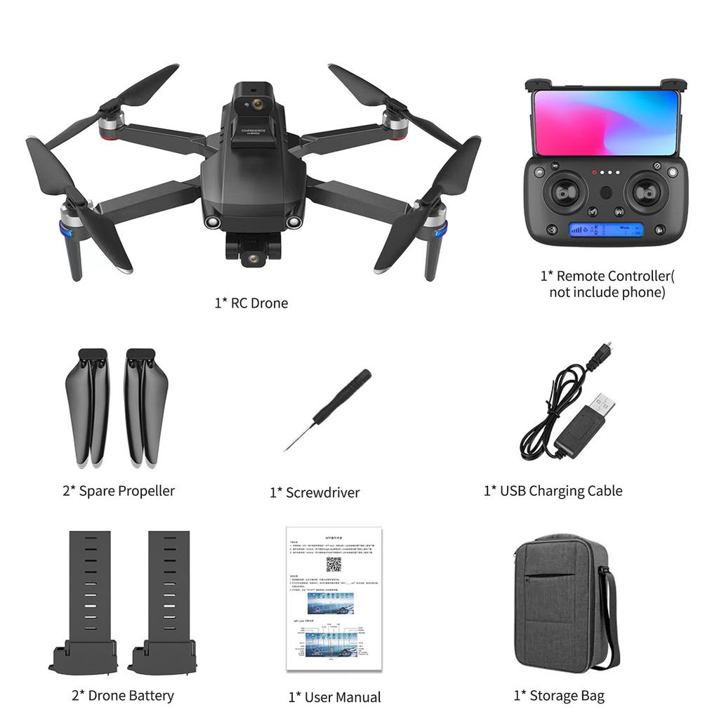 GPS RC Drone with Camera 4K 5G Wifi 3-    35mins   Time Brushless Quadcopter Obstacle Avoidance Fly Around with Storage Bag 2 Battery