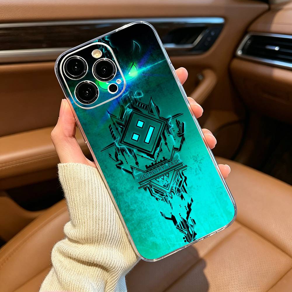 Retro G-Geometry D-Dash Game Phone Case For iPhone17,16,15,14,13,12,11 ,Pro Max,16/15/14 Plus Transparent Cover iPhone14Plus