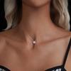 Sterling Silver Round Halo Moissanite Necklace, White Gold Plated Classic Elegant Necklace Engagement Jewellry Gift