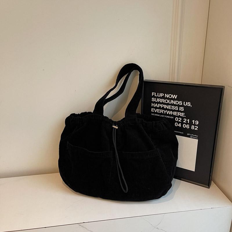 Women's Large Capacity Corduroy Handbag Drawstring Shoulder Bag Tote Bag