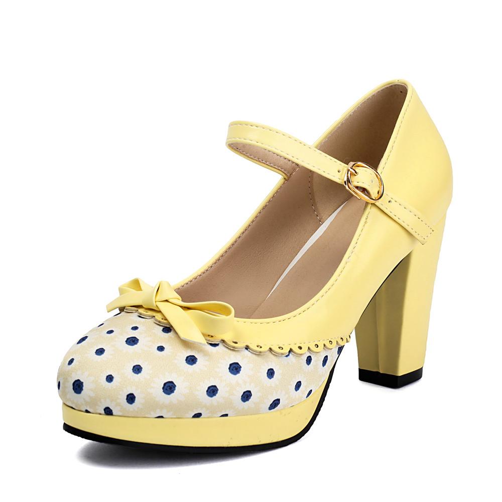 Fashion Lolita Shoes Women Oxford Pumps Cute Platform High Heels Retro Vintage Shoes for Women Mary Janes Round Toe Ankle Strap Shoes