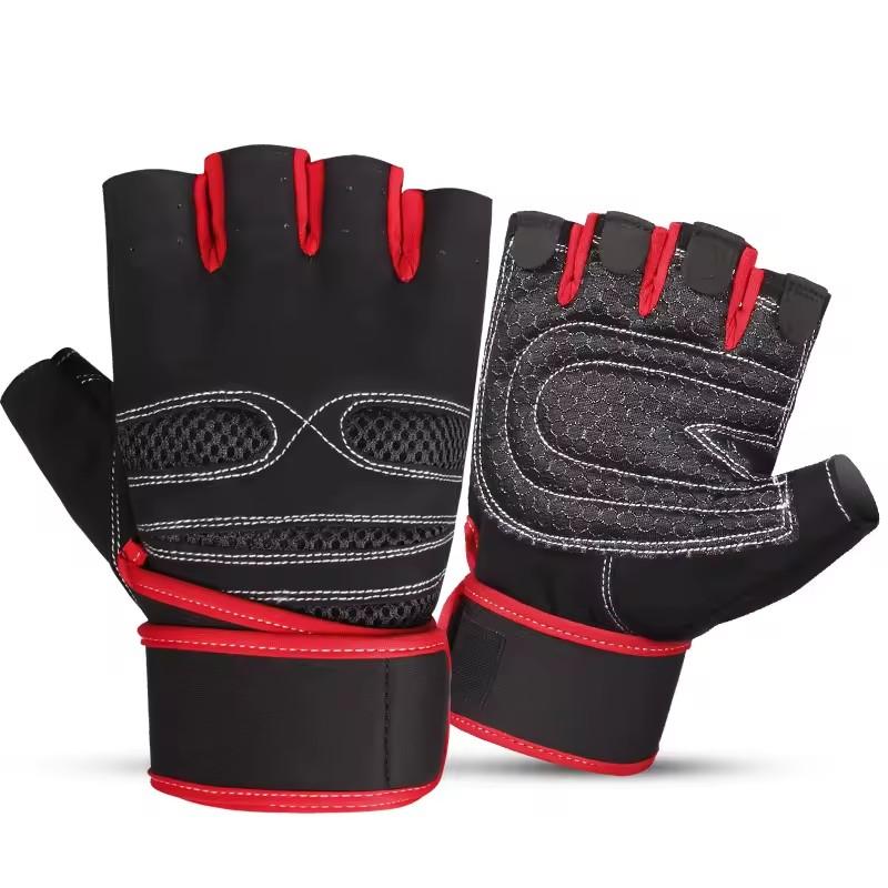 Adjustable Gym Sports protection Custom Half Finger Men Fitness Workout Weightlifting Gloves One Size красный