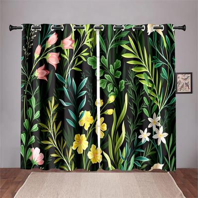 Sommergrün Blattwerk Floral Vorhänge 2 Paneele Wohnzimmer Schlafzimmer Küche Esszimmer Dekorative Vorhänge