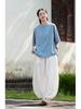 Women's Short-Sleeve Retro Frog Button Linen-Cotton Zen Top