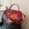 Exquisite Flowers Embroidery Crossbody Bags Sense of Luxury Solid PU Shoulder Bags 2026 New Grace Chinese Style Women's Handbags