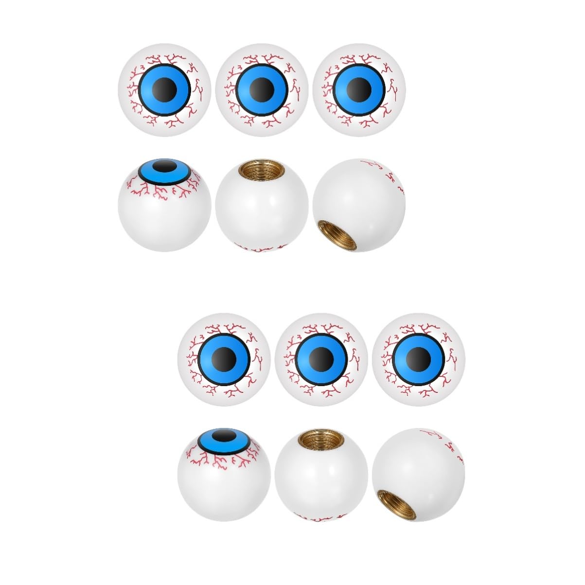 

BELLIFFY 12PCS Bicycle Valve Eyeball Tire Valve Caps Eyeball Valve Caps Fluorescent Valve Stem 2x2cm