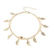 Hot Sale, Beach Women's Double-Layer Retro Foot Accessories, Tassel Leaf Anklets