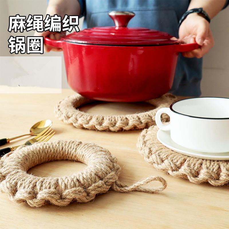 1Pc Straw Linen Rope Woven Round Ring Tableware Mat Placemat Coaster Pot Plate Pad Kitchen Table Decoration