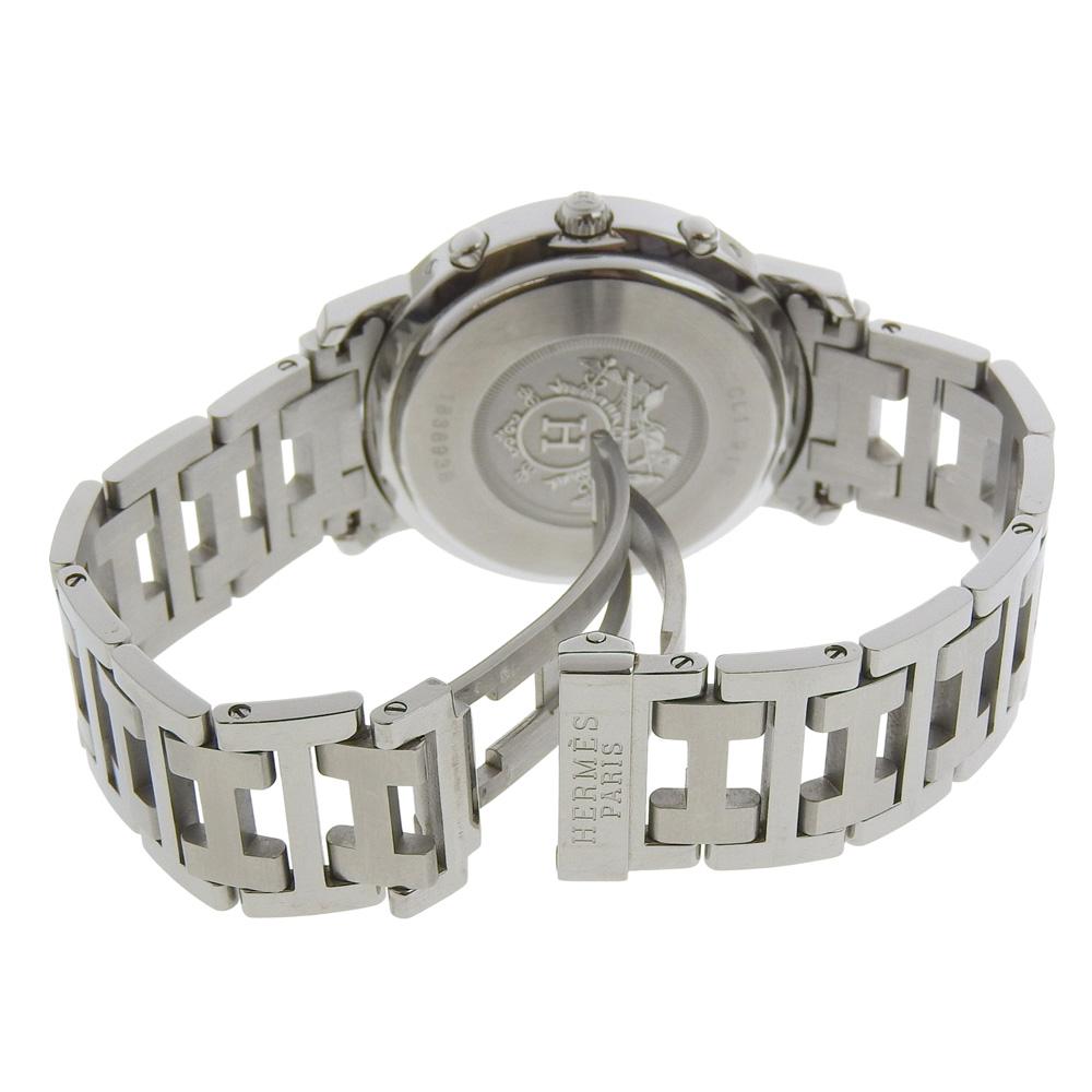 HERMES Clipper Watches CL1.910 Silver blackDial Stainless Steel Quartz Analog display mens Used