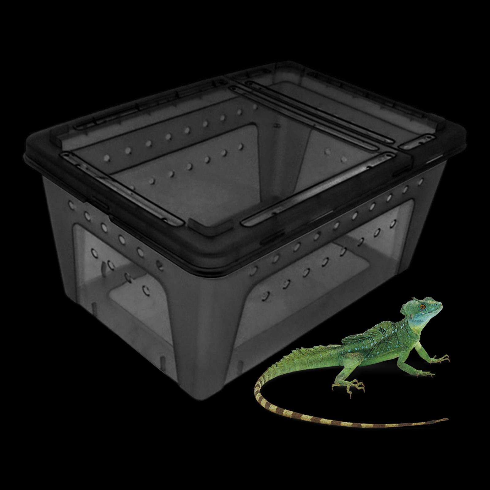 

Reptile Terrarium Container Portable Breathable Ventilation Breeding Box Turtle Tank for чёрный