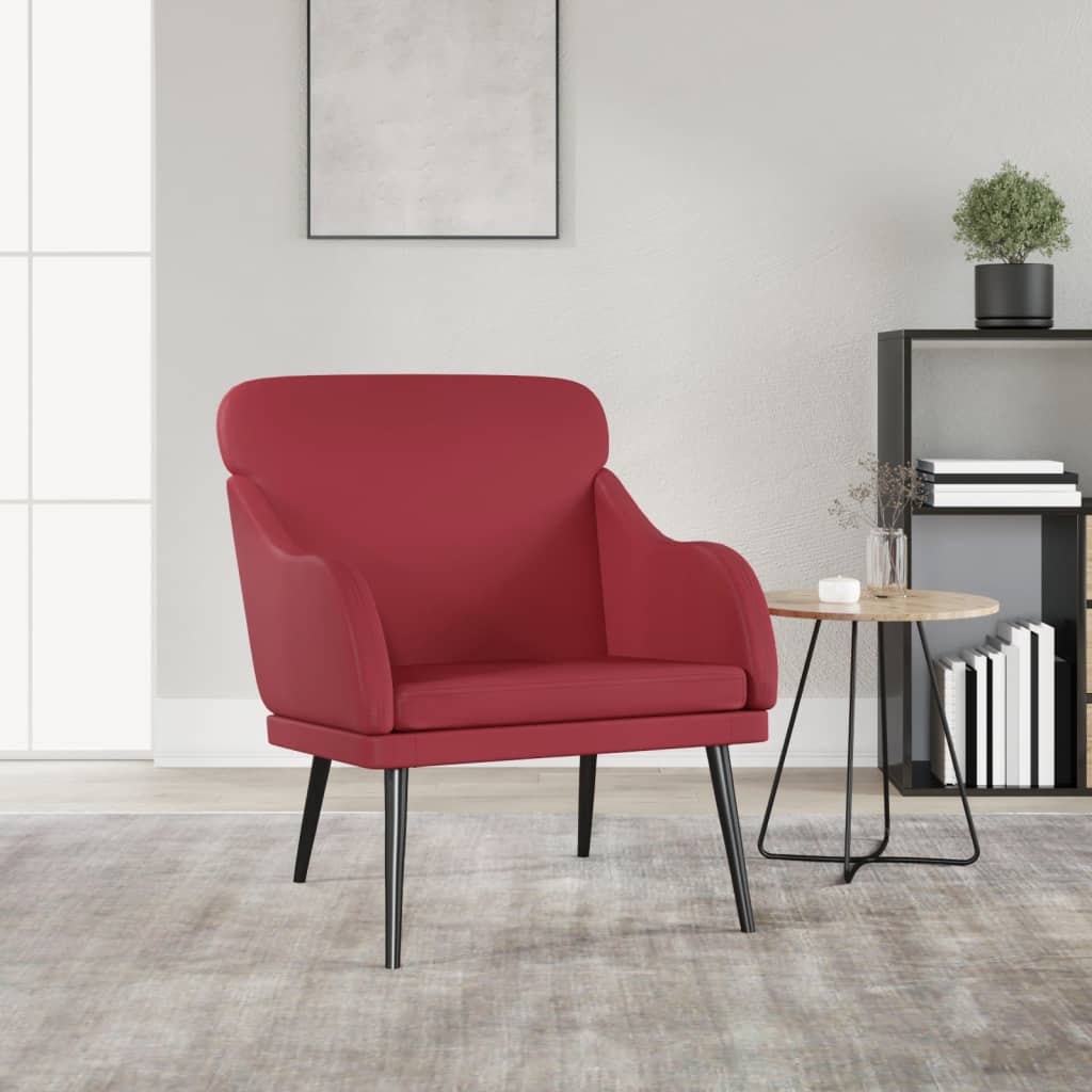 Armchair Burgundy 63 x 76 x 80 cm PU Leather