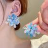 Silver needle blue butterfly oil-dip diamond-inlaid stud earrings, artistic and fresh style, fashionable and luxurious, high-end earrings