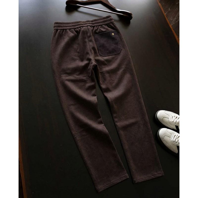 Mens Thick Straight Leg Casual Pants Winter Wool Lyocell Blend Stretch Relaxed Fit