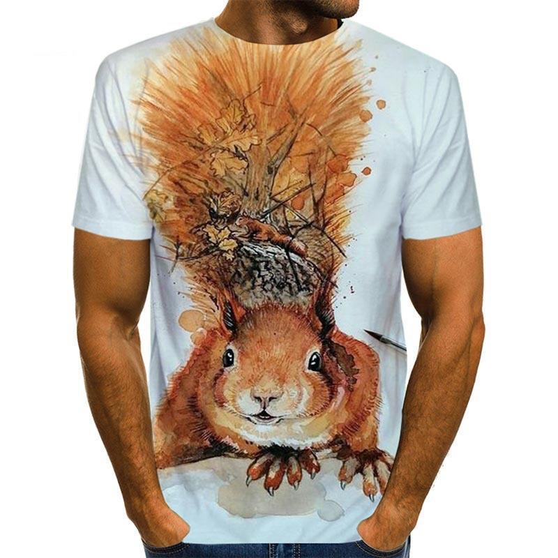 Men's Squirrel 3DT Shirt Print Animal Pattern Couple Tops Funny Short Sleeve T-Shirt