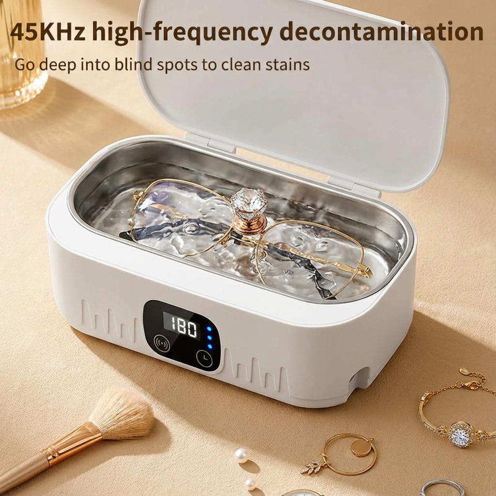 Mini Household Ultrasonic Cleaner High Frequency Vibration Deep Cleaning for Glasses Jewelry Tableware