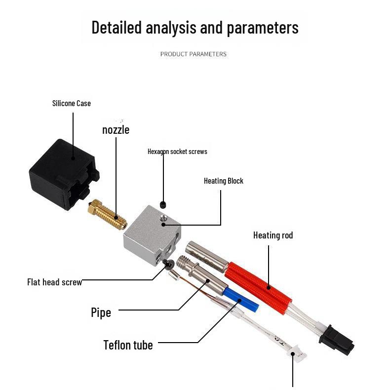 Anycubic Kobra 2 3D-Drucker-Extruder-Hot-End-Kit 24 V 60 W Hochtemperaturbeständiger Druckkopf