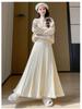 Autumn/Winter 2025 Women's High Waist Knit Pleated A-line Skirt with Tassels