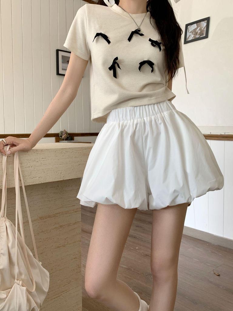 Koreanischer Stil High-Waist Schwarze Weitbein-Shorts für Damen - Sommer 2024