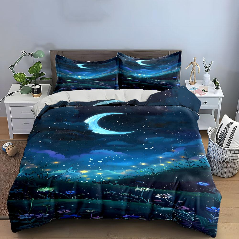 Crescent Moon with Stars. Bedding Sets Duvet Cover Sets Duvet Covers Pillowcases(1*Duvet Cover 2*Pillowcases Without Duvet Insert)