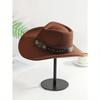 1pc Women Belt Decor Boho Cowgirl Hat Cowboy Hat Fedora Hat Jazz Panama Hat Soft Felt Hat for Daily Use