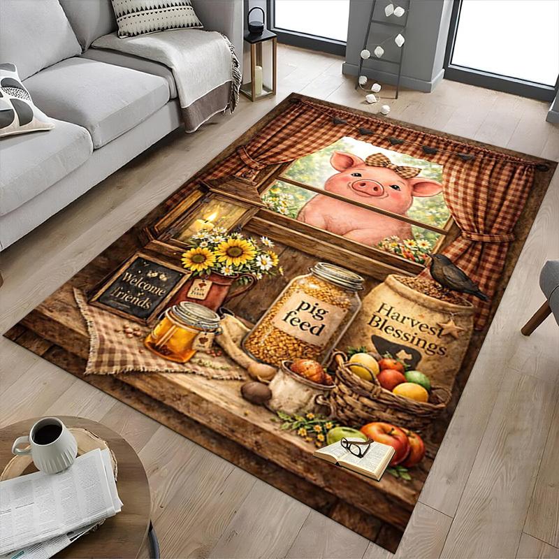 1PC Piggy Harvest Non-Slip Floor Carpet Compatible for Office&Living Room&Bedroom&Dining room - Flat - Weave Machine-S0340
