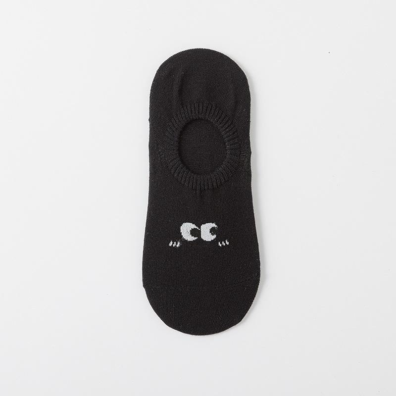 

Женские носки-лодочки, тонкие хлопковые носки на весну и лето, которые не сползают, летние невидимые носки с силиконовой противоскользящей вставкой, короткие носки с глазками 1 pair чёрный