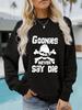 Europäischer & Amerikanischer Damen Herbst/Winter Langarm Rundhals GOONIES Print Sweatshirt Hoodie