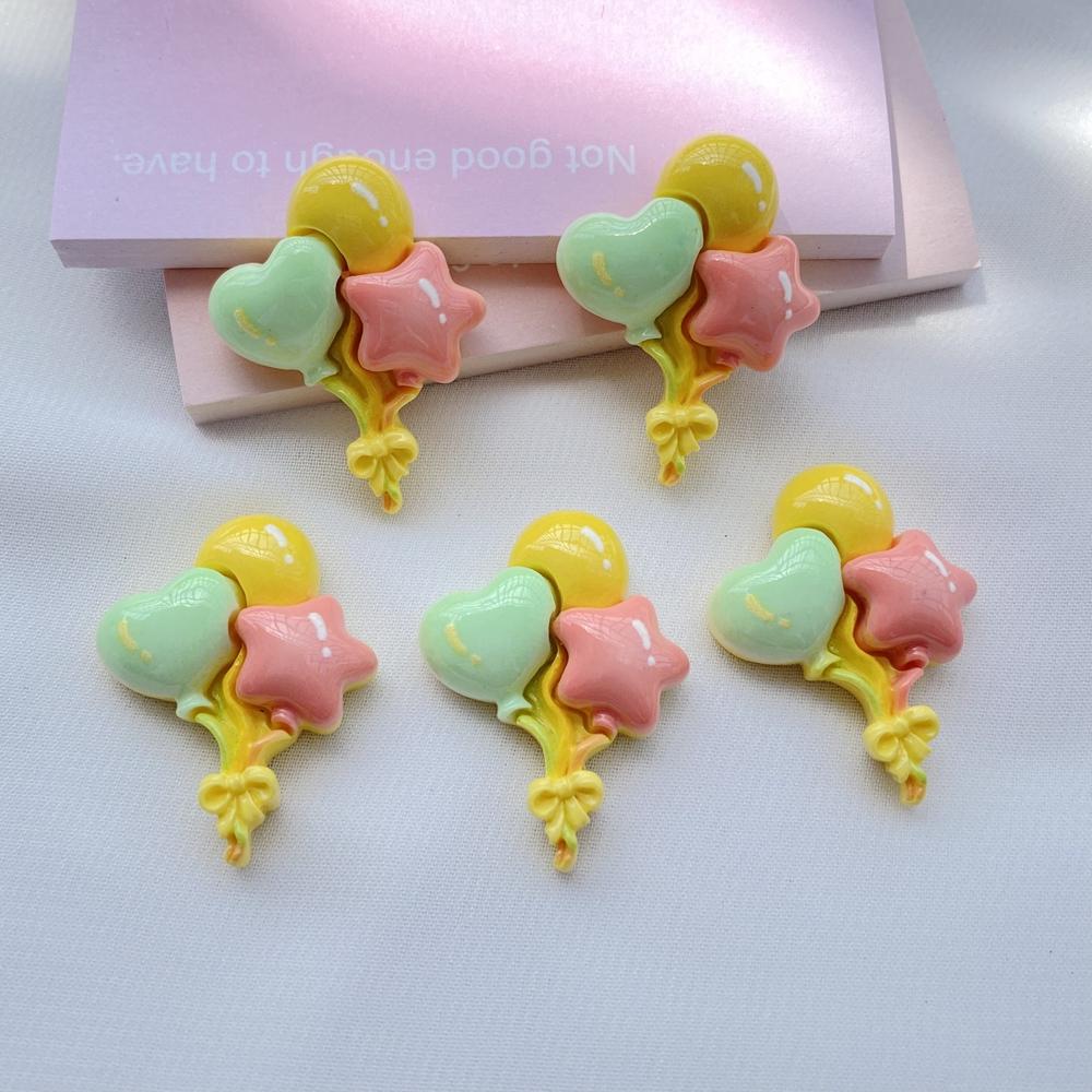 Nouveau Mignon Résine Dessin Animé Forme de Cœur, Série Ballons Forme Étoile Dos Plat Scrapbooking DIY Bijoux Artisanat Décoration