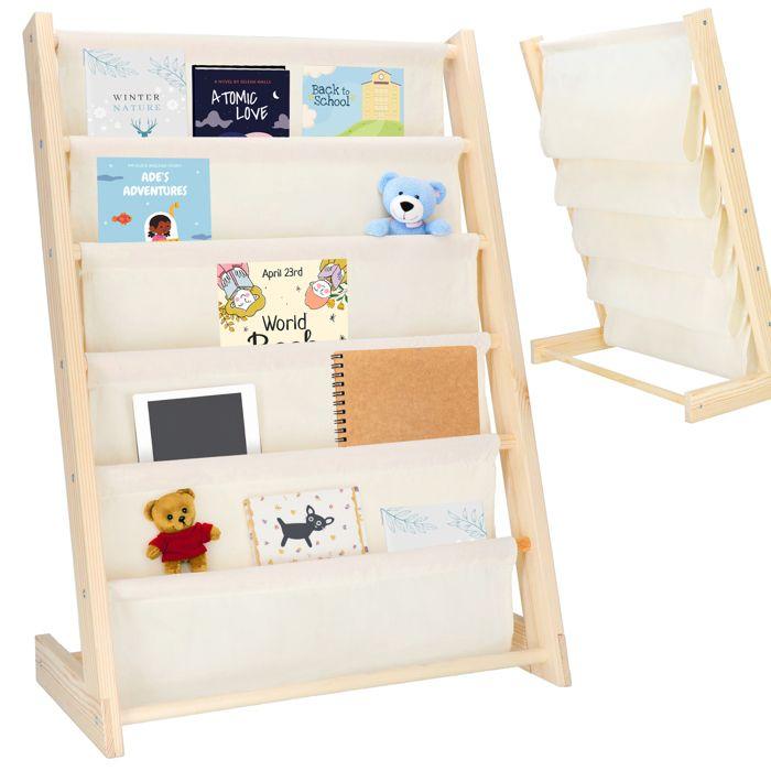 Springos® Étagère pour enfants à 5 niveaux cadre en bois – rangement pour jouets et livres Montessori, modulable et léger