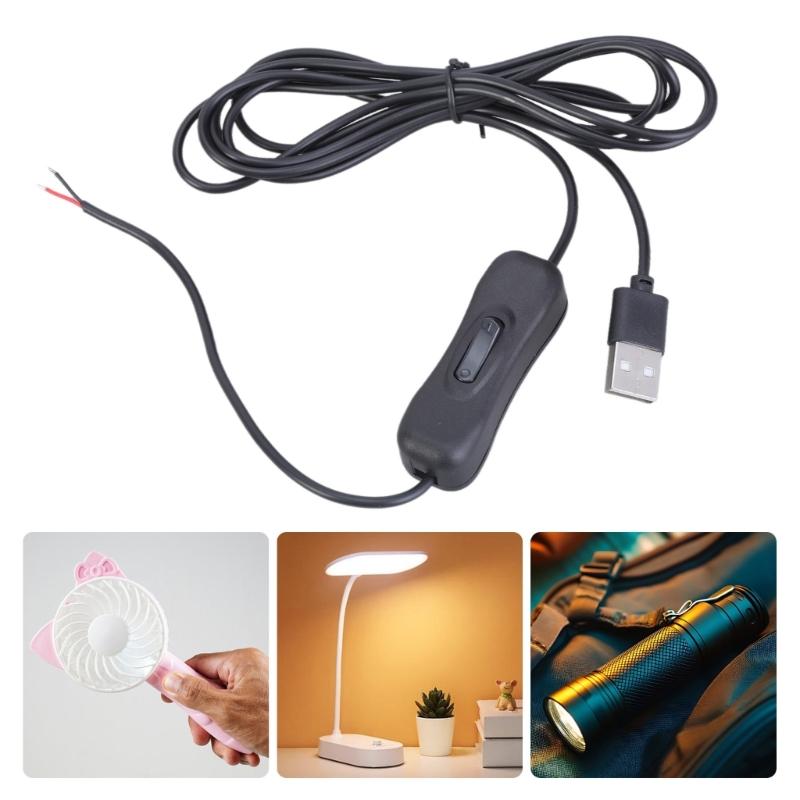 2Pin USB Male To Bare Open End 2 Cores USB 5V Quick Charging Cable with Switches for LED Light Cooling Fan Speaker