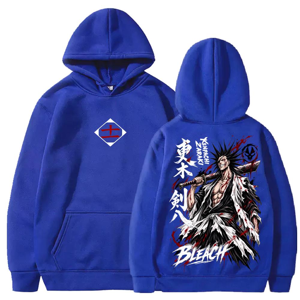 Kenpachi Zaraki BLEACH Manga Hoodies Fashion Harajuku Streetwear Men Women Clothing Oversized Long Sleeves Fleece Hooded Tops