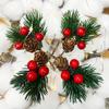 10pcs Set Artificial Pine Cone Red Berry Floral Decorations Holiday Decorations for Christmas Easter Thanksgiving New Year Home