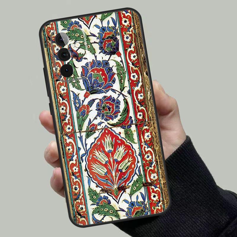 Ancient Floral Tiles Case For Samsung Galaxy A54 A34 A14 A36 A56 A06 A13 A53 A32 A12 A22 A52 A35 A17 A16 A55 A15
