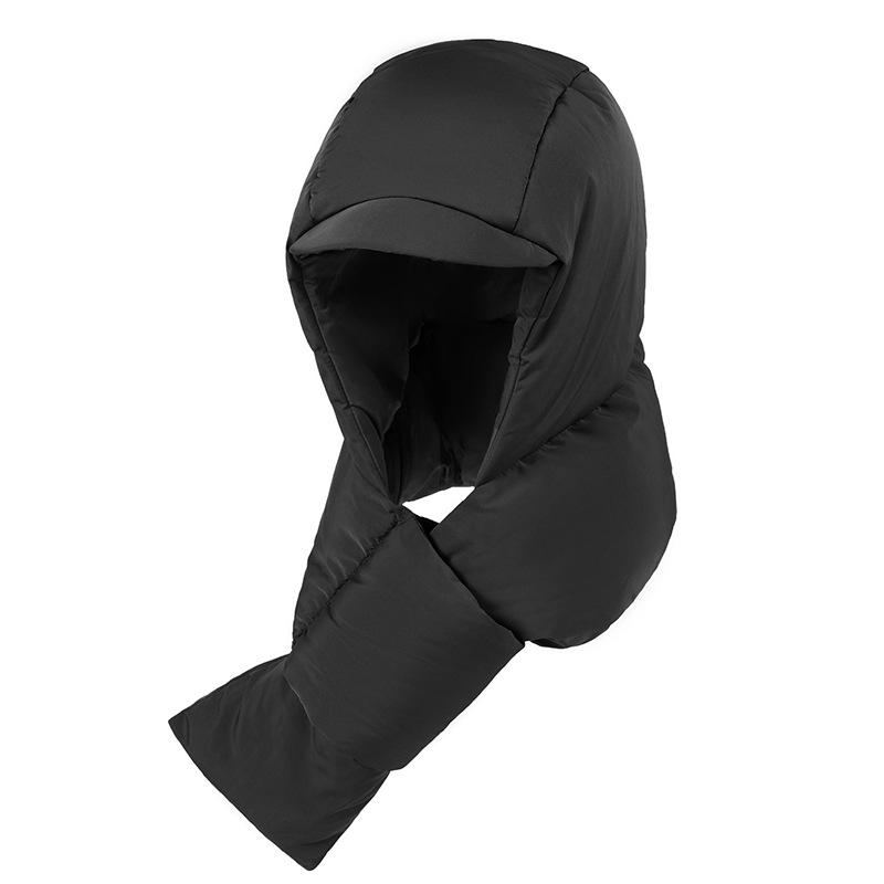 Women's Hooded Down Hat & Scarf: Windproof, Warm Ear & Neck Protection for Autumn/Winter