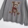 2024 Women's Winter Knitted Sweater - European & American Style, Round Neck with Bear Bow Brooch