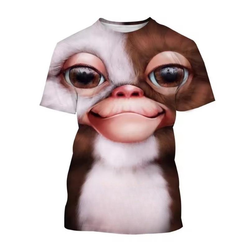 Modisches Rundhals-Kurzarm-T-Shirt mit 3D-Druck, bedrucktes T-Shirt, Herrenoberteil