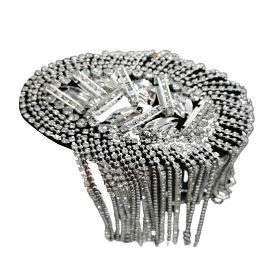 Broszka na ramię Frędzle Cyrkonie Biżuteria Handmade Błyszczący Epolet Odzież Decor