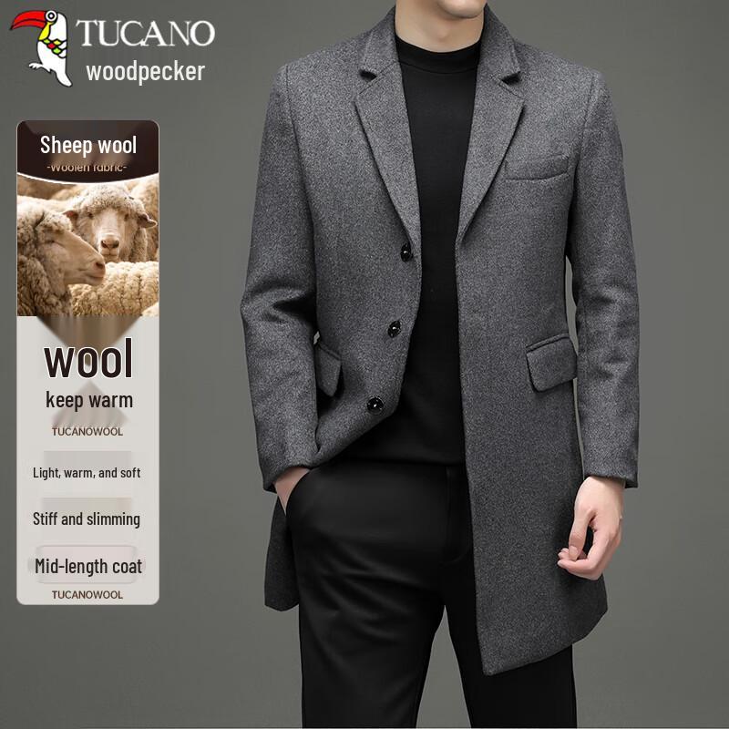 

Мужское пальто TUCANO из смесовой шерсти с лацканами с надрезом 2XL