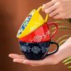 Ceramic Bohemian Breakfast Cup Large Capacity Milk Cup Creative Oatmeal Cup  Friend Gift
