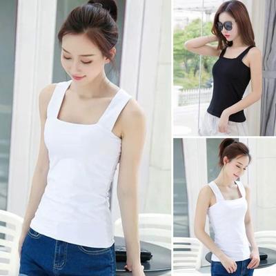 Summer Slim Fit Sleeveless Camisole with Square Collar