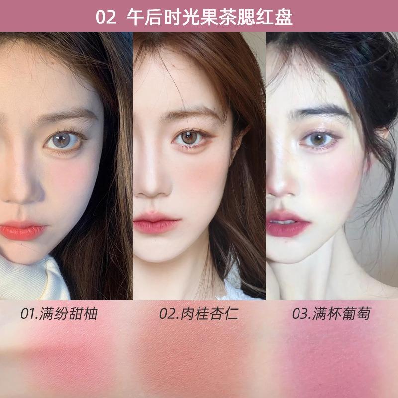 Natural Matte Three Color Blush Palette Long Lasting Nude Cheek Makeup Powder