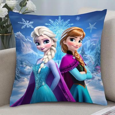 Fronha Elsa e Anna Desenho Animado - Aconchegante e Adorável Decoração de Casa Capa de Almofada para Sofá, Decoração de Quarto