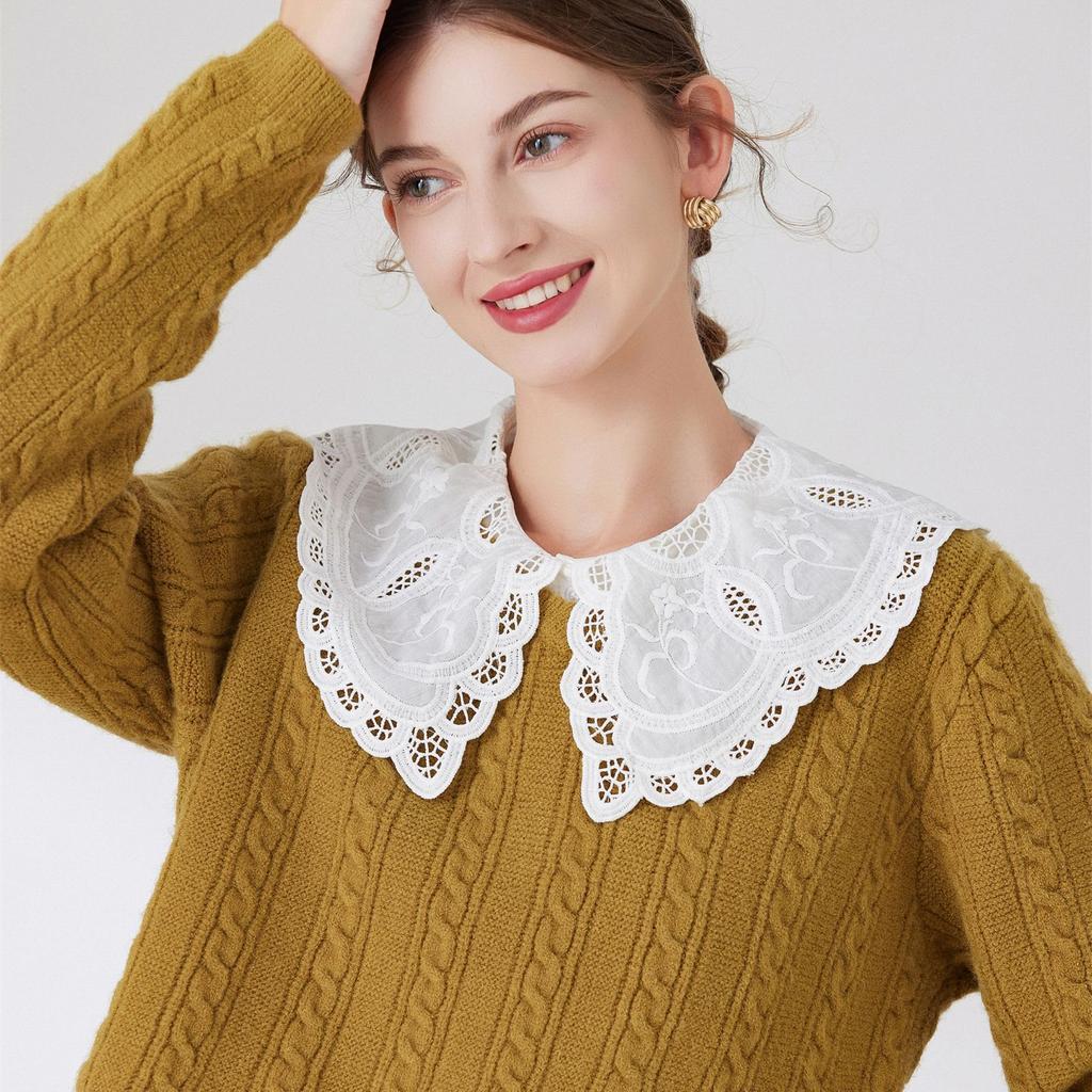 Perfecte Match Zoete Revers Nepkraag Voor Damesblouse Afneembare Kraag Halve Blouse Katoen Wit Nepkraag Top Meisjes Trui Decoratie